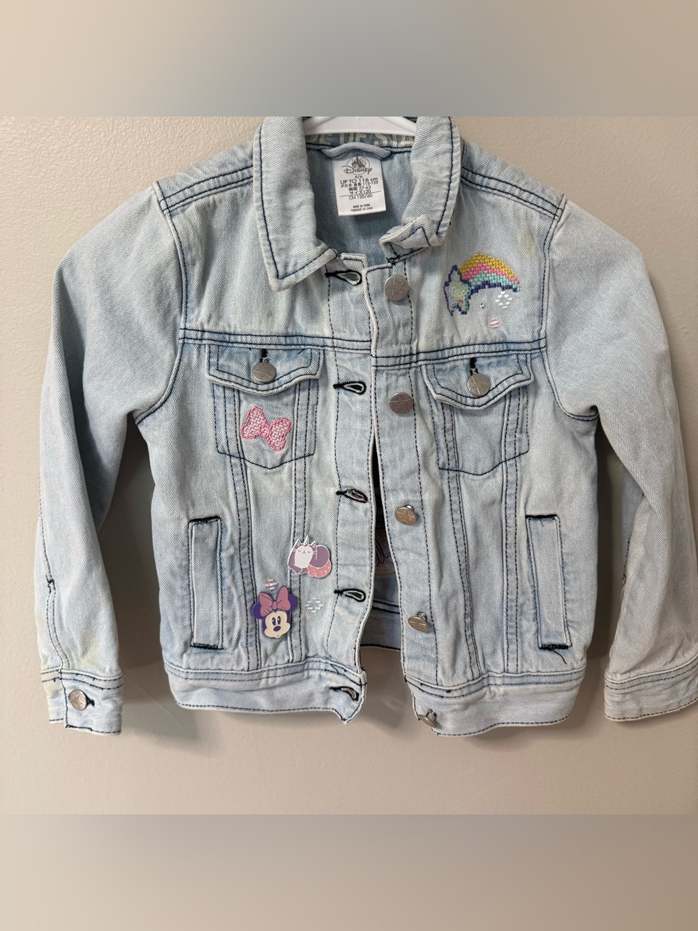 Disney Minnie Mouse denim Pink Jean Jacket Sequin Embroidery Girls 5/6